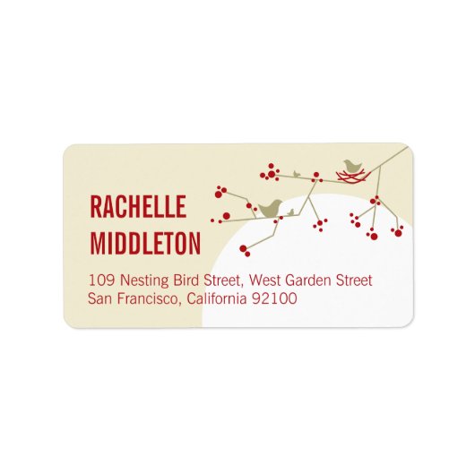Rode nestvogel familie eenvoudig Baby shower adres Etiket (Voorkant)