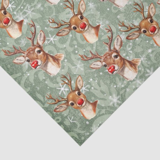 Rode neus Reinder Decoupage Damask Tissuepapier (Detail)