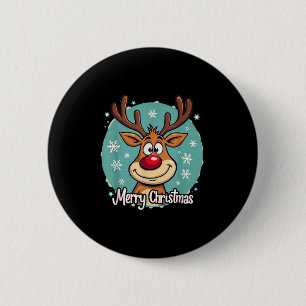 Rode Neus Rendier Grappig Prettig Kerstmannen Vrou Ronde Button 5,7 Cm