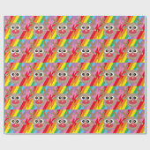 Rode neus rendier kerst regenboog cadeaupapier (Vlak)