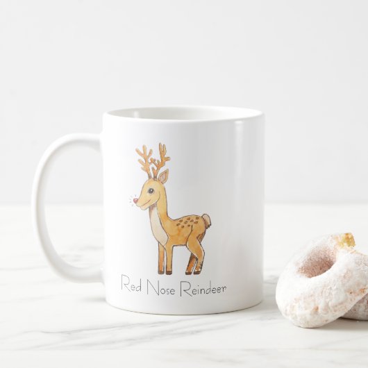Rode Neus Rendier  Koffiemok (Met donut)