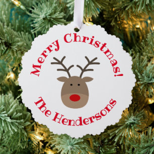 Rode neus rendier Papier Kerst Ornament Kaart