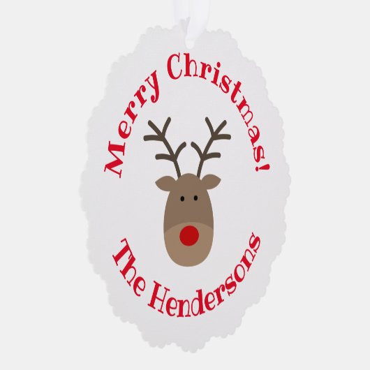 Rode neus rendier Papier Kerst Ornament Kaart (Rechts)