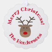 Rode neus rendier Papier Kerst Ornament Kaart (Voorkant)