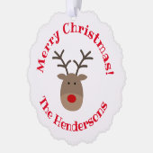 Rode neus rendier Papier Kerst Ornament Kaart (Links)