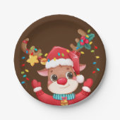 Rode neus rendier Rudolph Kerstmis Papieren Bordje (Voorkant)