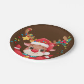 Rode neus rendier Rudolph Kerstmis Papieren Bordje (Gekanteld)