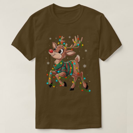 Rode neus rendieren voor kinderen en kerst fan t-shirt (Design voorkant)
