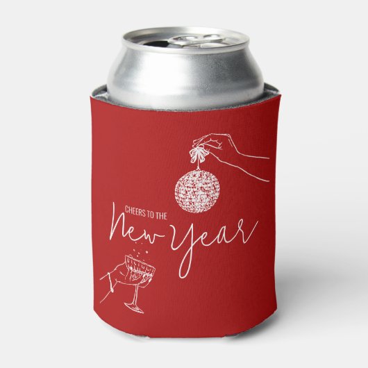 rode nieuwjaarsfeest blikjeskoeler (Blikje Voorkant)