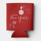 rode nieuwjaarsfeest blikjeskoeler (Voorkant)