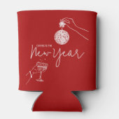 rode nieuwjaarsfeest blikjeskoeler (Achterkant)