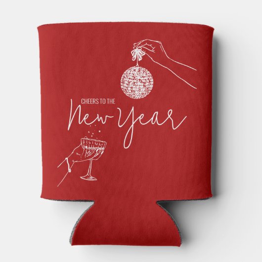 rode nieuwjaarsfeest blikjeskoeler (Achterkant)