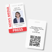 Rode Nieuws Media Pers Foto Badge (Voor- en achterkant)