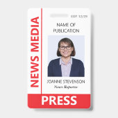 Rode Nieuws Media Pers Foto Badge (Voorzijde)