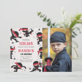 Rode Ninja Warrior Martial Arts Verjaardagsfoto Kaart (Staand voorkant)