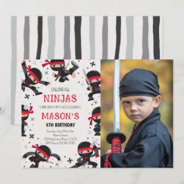 Rode Ninja Warrior Martial Arts Verjaardagsfoto Kaart
