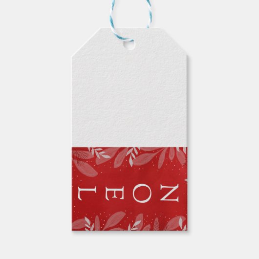 Rode "Noel" Gift Label Cadeaulabel (Voorkant)