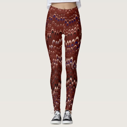 Rode nonpareil-gemarmerde Leggings (Voorkant)