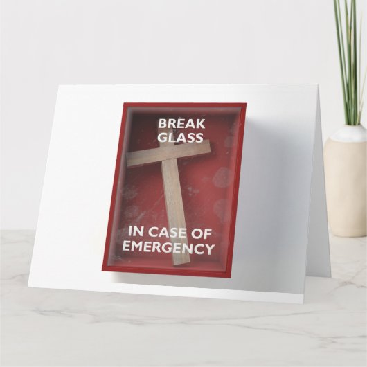 Rode nooddoos met crisifix kaart (Voorkant)