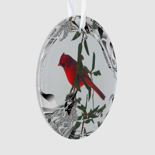  rode noordelijke kardinaal ornament (voorkant)