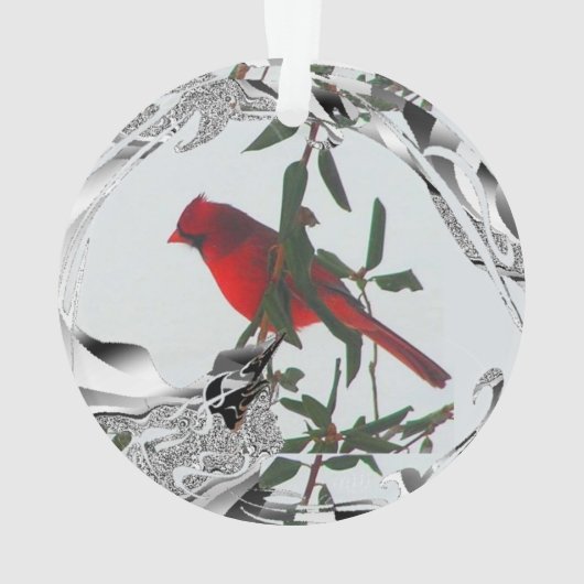  rode noordelijke kardinaal ornament (achterkant)