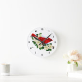 Rode noordelijke kardinaal ronde klok (Huis)