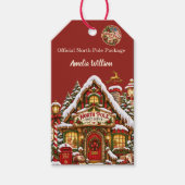 Rode Noordpoolpost met eigen naam Kerstmis Cadeaulabel (Voorkant)