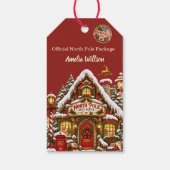 Rode Noordpoolpost met eigen naam Kerstmis Cadeaulabel (Achterkant)