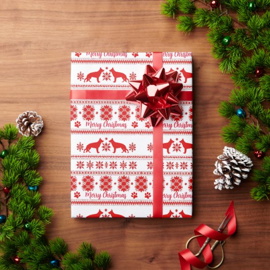 Rode Noordse Duitse Herdershond Kerstmis Cadeaupapier (Feestdagen Geschenken)