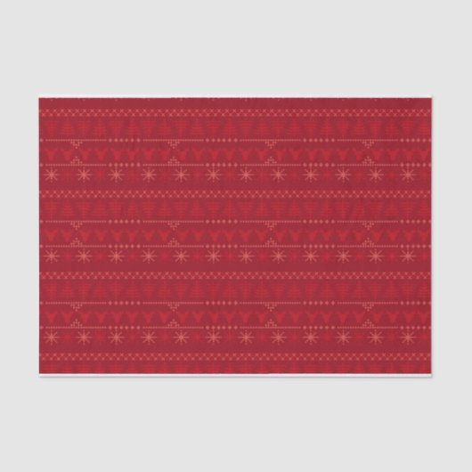 Rode Noordse Patroon Kerstcadeau Tissue Papier (Voorkant)