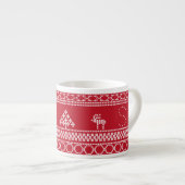 Rode Noordse Rendieren Feestelijke Scandinavische  Espresso Kop (Voorkant rechts)