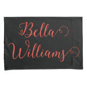 Rode noot op zwart kussensloop (Voorkant-Rechts)