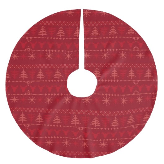 Rode Nordic Christmas Pattern Tree Rok Kerstboom Rok (Voorkant)