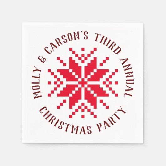 Rode Nordic Christmas Sweater Vakantie Servet (Voorkant)