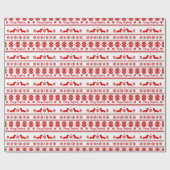 Rode Nordic Dachshund Hond Kerstmis Cadeaupapier (Vlak)