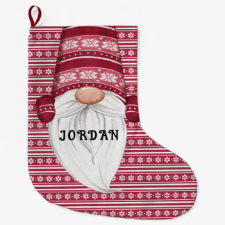 Rode Nordic Gnome gepersonaliseerd Grote Kerstsok