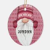 Rode Nordic Gnome gepersonaliseerd Keramisch Ornament (Links)