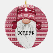 Rode Nordic Gnome gepersonaliseerd Keramisch Ornament (Achterkant)