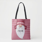 Rode Nordic Gnome gepersonaliseerd Tote Bag (Voorkant)
