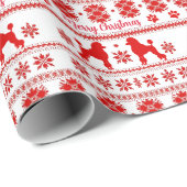 Rode Nordic Poodle Hond Kerstmis Cadeaupapier (Rol Hoek)