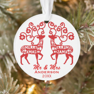 Rode Nordic Rendier Custom Couple's Ornament