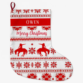 Rode Nordic Rodeo Cowboy Ruiter Kerstmis Grote Kerstsok