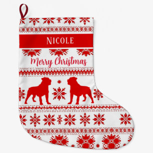 Rode Nordic Rottweiler Hond Kerstmis Grote Kerstsok