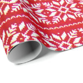 Rode Nordic Snowflake Lelijke Kerst Sweater Party Cadeaupapier (Rol Hoek)