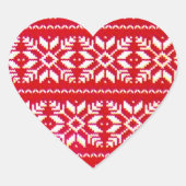 Rode Nordic Snowflake Lelijke Kerst Sweater Party Hart Sticker (Voorkant)