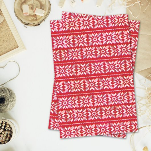 Rode Nordic Snowflake Lelijke Kerst Sweater Party Tissuepapier