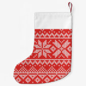 Rode Nordic Snowflake Sweater Patroon Gepersonalis Kleine Kerstsok (Achterkant)