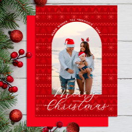 Rode Nordic Sweater Vrolijke Kerstkaart Notitiekaartje