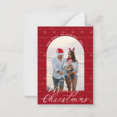 Rode Nordic Sweater Vrolijke Kerstkaart Notitiekaartje (Voorkant)