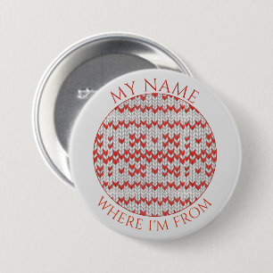RODE NORDISCHE BREI Ronde naam tag badge knop Button 7,6 Cm